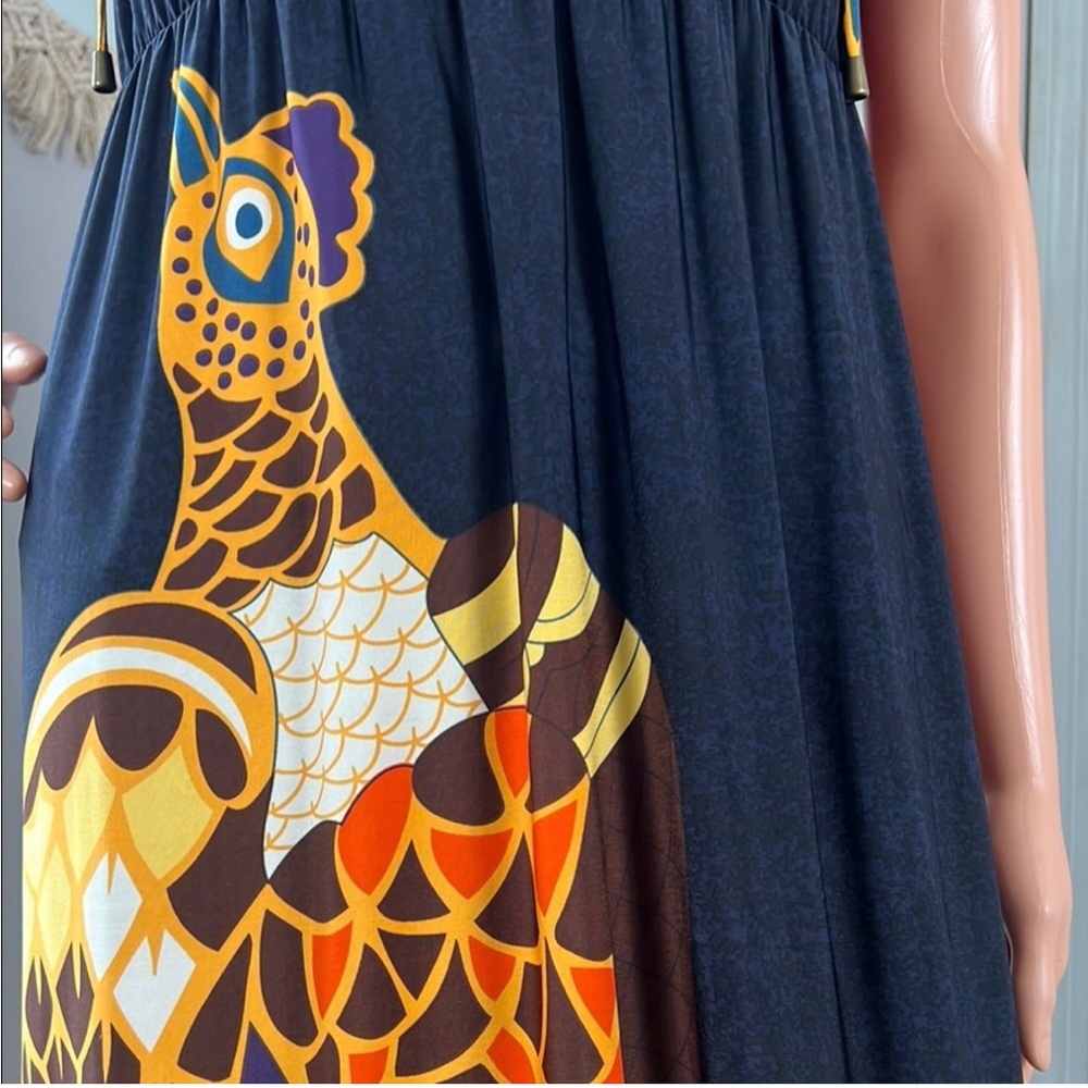 Nikki by Nikki Poulos "Dolores" Black Orange Maxi Embellished Dress Size Large - Picture 4 of 14